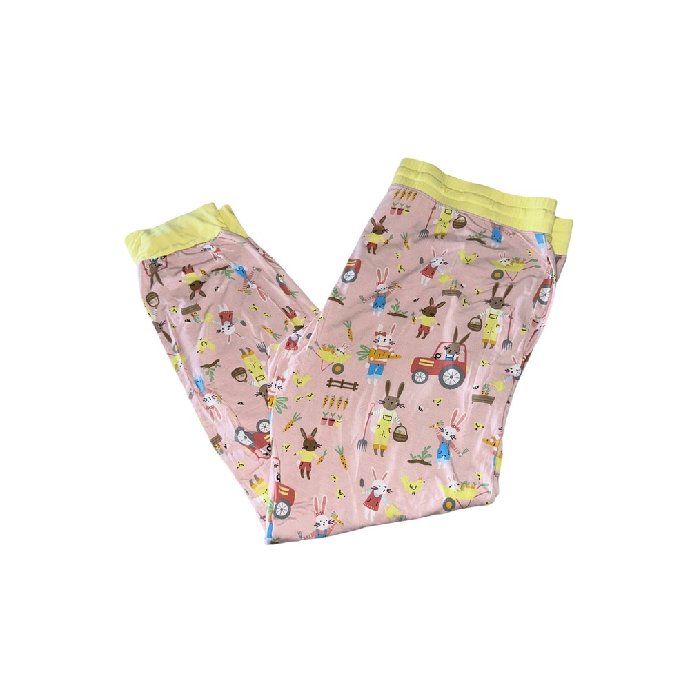 Little Sleepies Bunny Garden Farm Bamboo Pajama Pants Pink XL Joggers